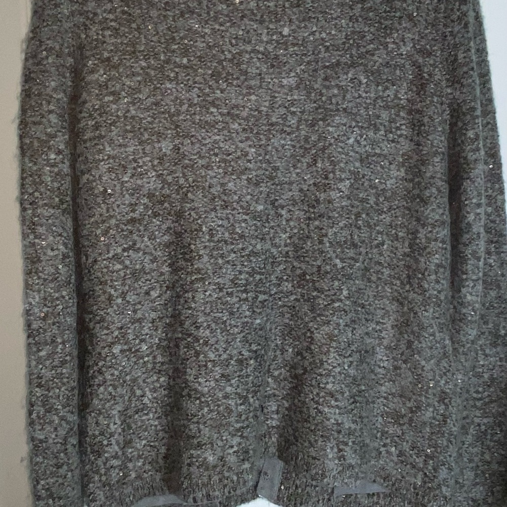 Banana Republic Cardigan Grey XL Merino Wool Blend Hook Closure Sequins GUC AA07 - Picture 6 of 7